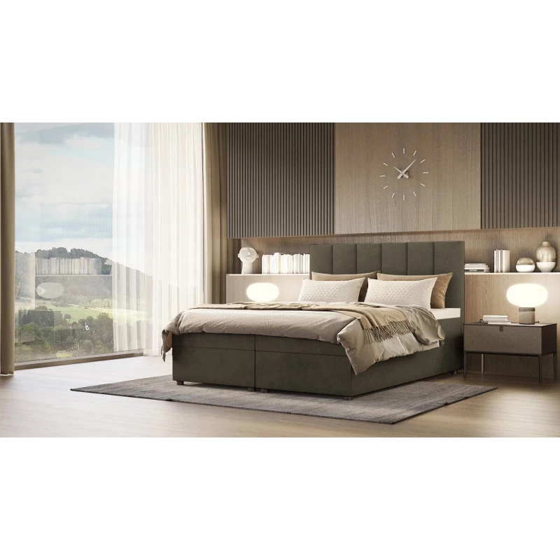 Boxspringová postel DELTA 3 - 140x200, khaki