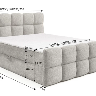 Kontinentální postel 120x200 ISEMBARD - smetanová + topper