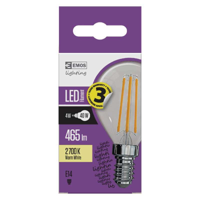 LED filamentová žárovka, MINI, 4W, E14, teplá bílá