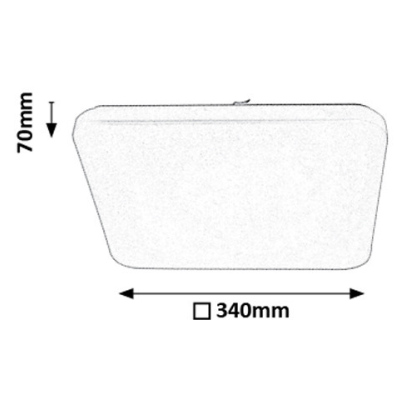 Přisazená LED stropnice EMMETT, 16W, 3000K-6500K, 34x34cm, hranatá