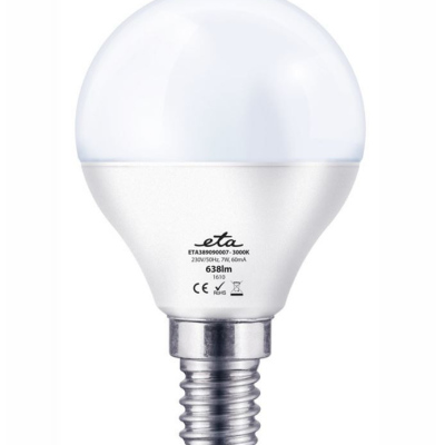 LED Žárovka ETA EKO mini globe, E14, 7W, 3000K, teplá bílá