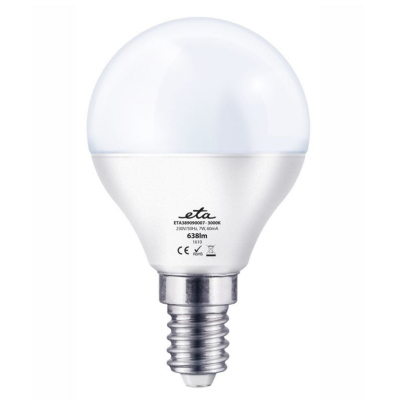 LED Žárovka ETA EKO mini globe, E14, 7W, 3000K, teplá bílá