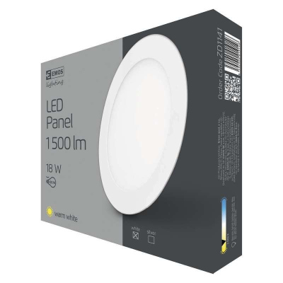 LED vestavný stropní panel, 18W, teplá bílá, 22cm, kulatý