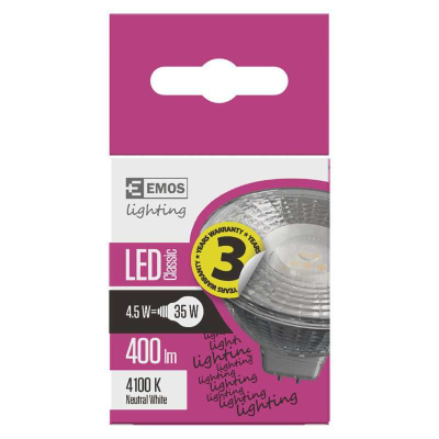 LED žárovka, GU5,3, 4,5W, neutrální bílá / denní světlo