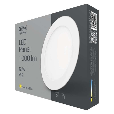 LED vestavný stropní panel, 12W, teplá bílá, 17,5cm, kulatý