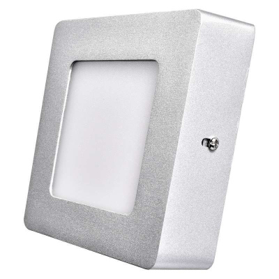 Přisazený LED panel N-PNL, 6W, denní bílá, 12x12cm, hranatý, stříbrný