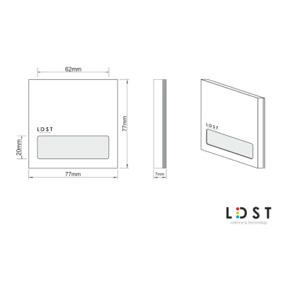 Zápustné LED osvětlení schodiště ALEX, 5 x LED, 20lm, denní bílá, černé